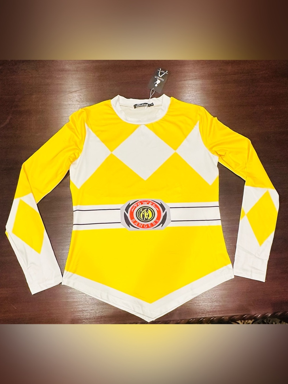 Yellow & White Kids One-Piece Ranger Costume Top